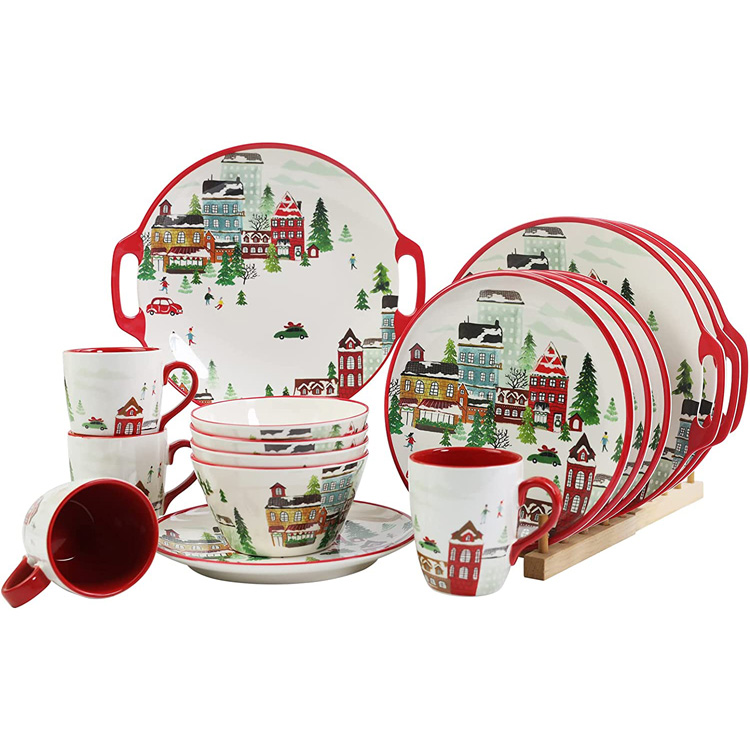 Set Peralatan Makan Melamin Natal Ringan 16 PCS