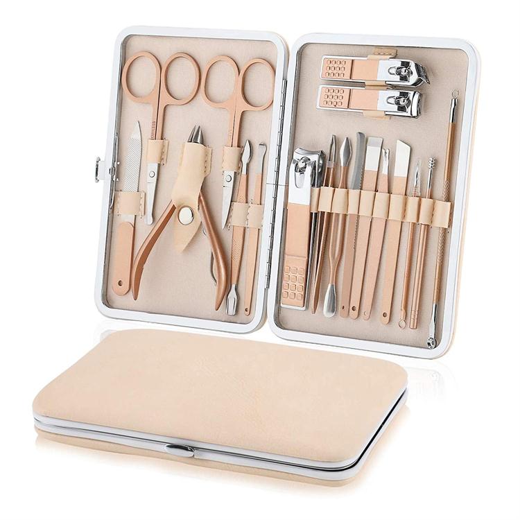 18 PCS Grosir Rose Gold Manicure Pedicure Set