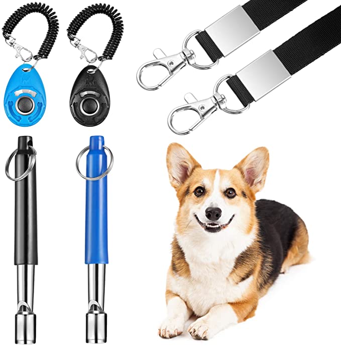 6 pcs Peluit Pelatihan Anjing yang Dapat Disesuaikan dengan Kit Clicker