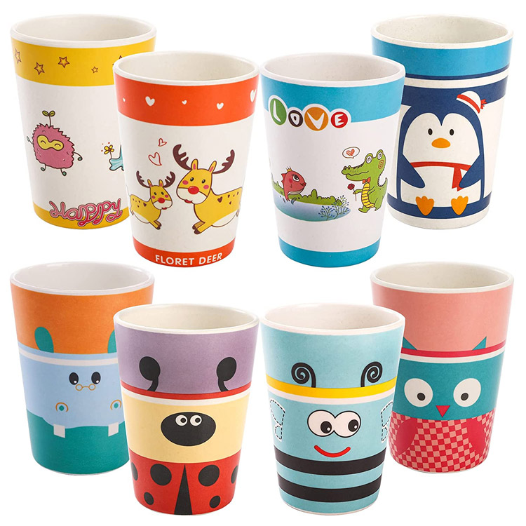 BPA Free Reusable Cartoon Drinks Bamboo Kids Cups