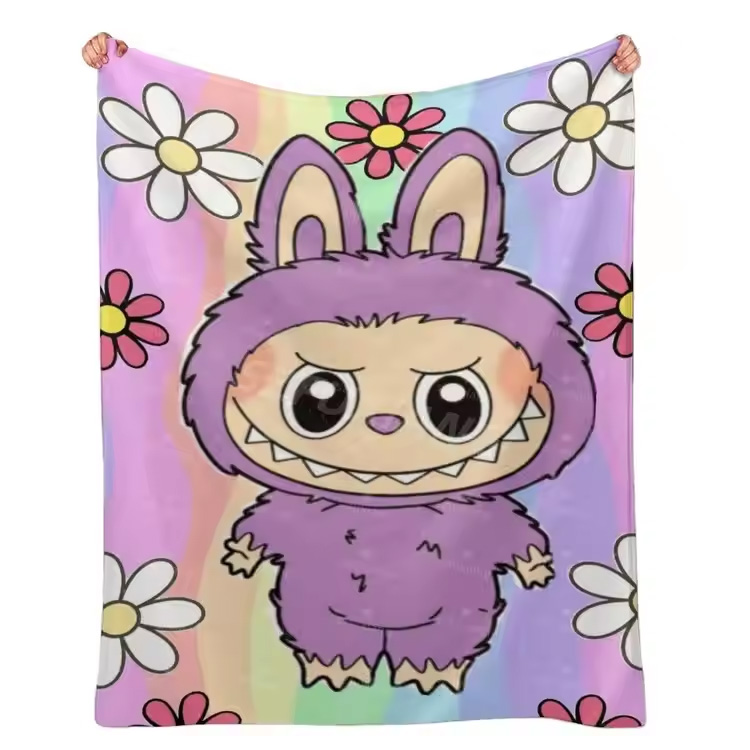 Kartun Labubu 100% Sofa Lempar Selimut Bunga Promosi