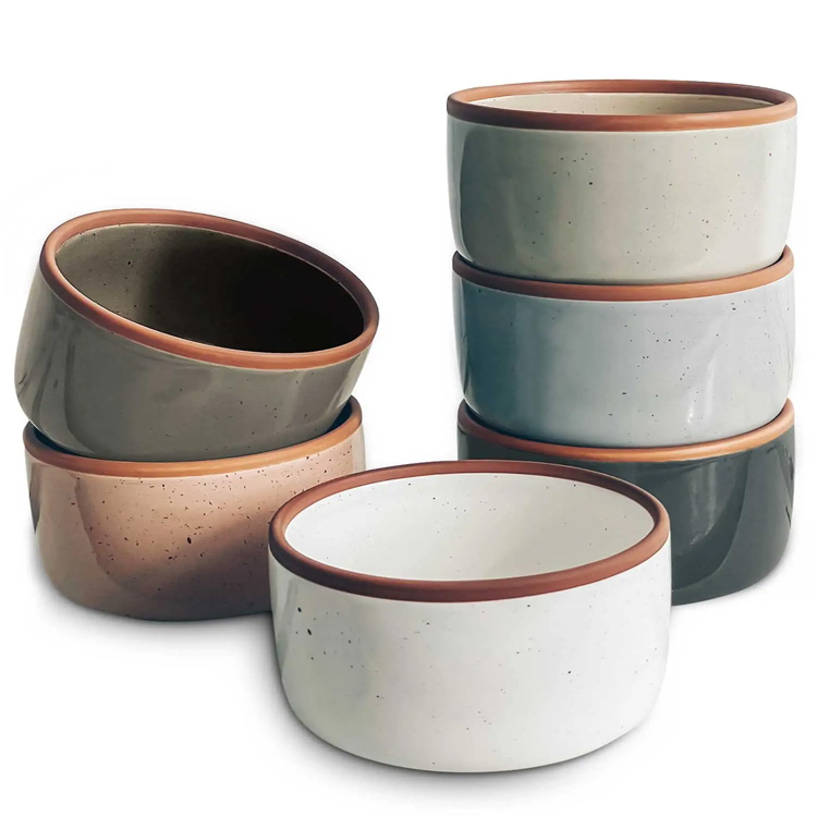 Ramekin keramik mengatur cangkir loyang oven kecil yang aman