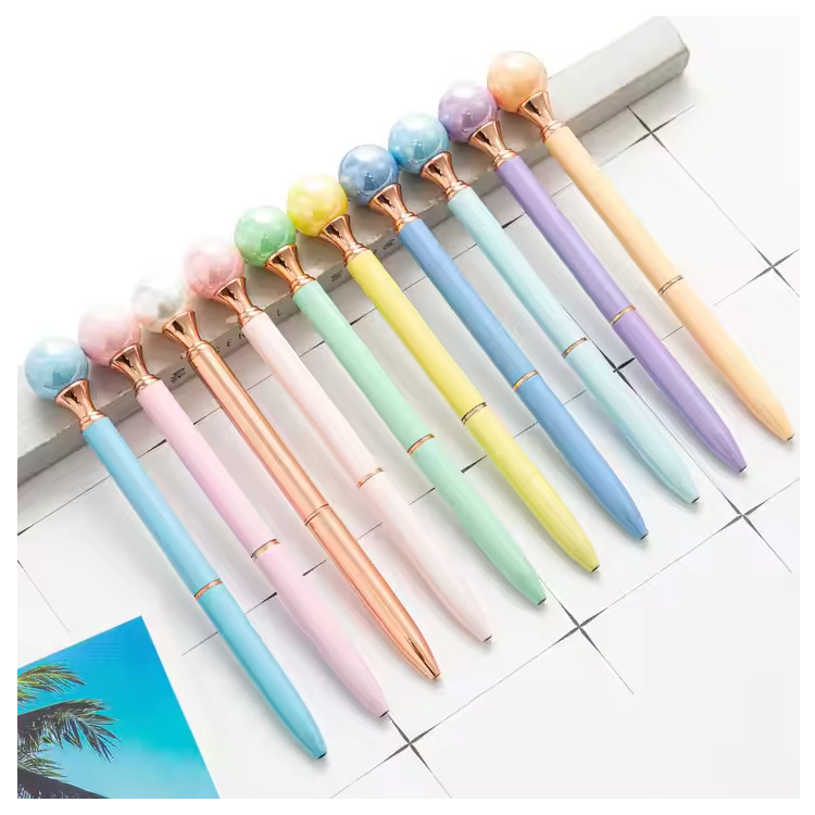 Logo khusus 1.0mm mutiara bolpoint pena tubuh logam multi-warna