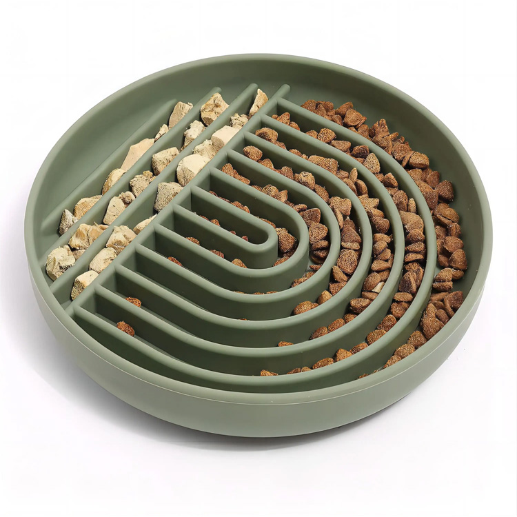 Logo Kustom Bulat Labirin Silikon Slow Feeder Dog Bowls
