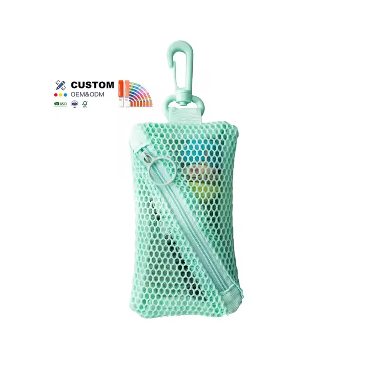 Diagonal Small Zipper Coin Purse Mesh Lipstick Bag