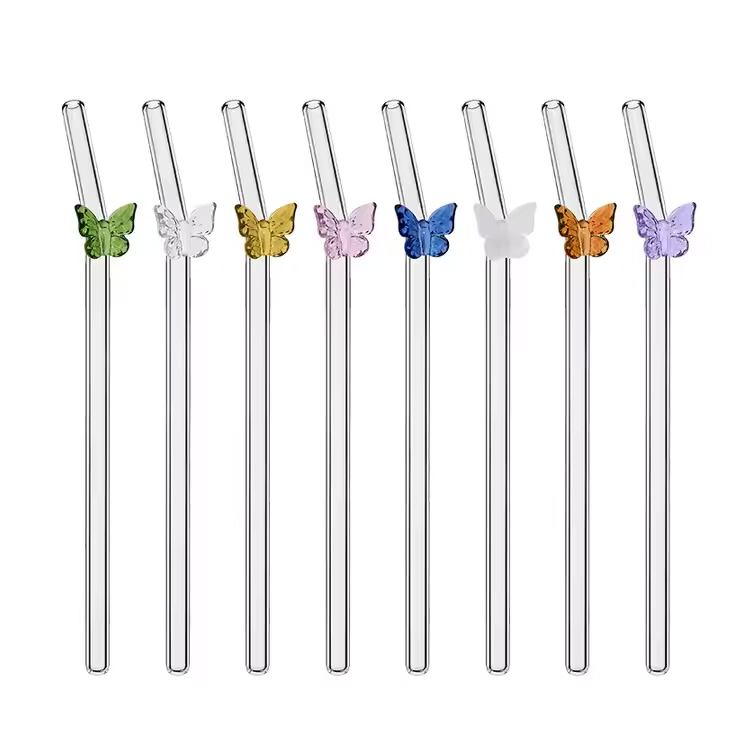 Eco-Friendly Multi-Color Butterfly Flower Prunt Twisted Glass