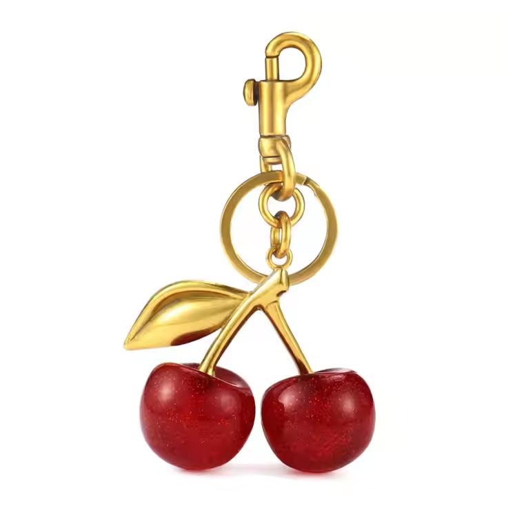 Fashion 3D Crystal Red Cherry Musim Panas Musim Panas Kunci Rantai
