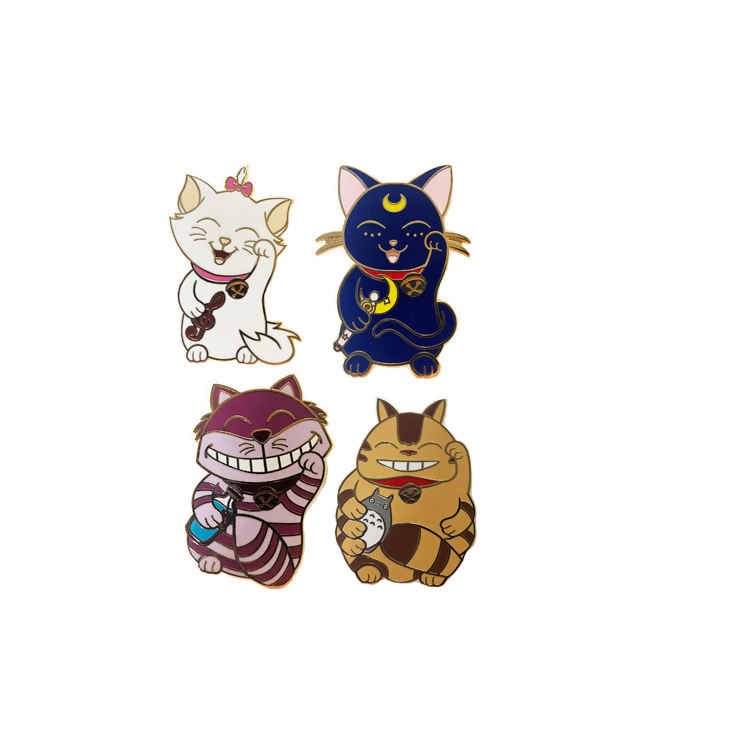 Hadiah Pin Kerah Logam Magnet Kartun Enamel Keras Berlapis Emas