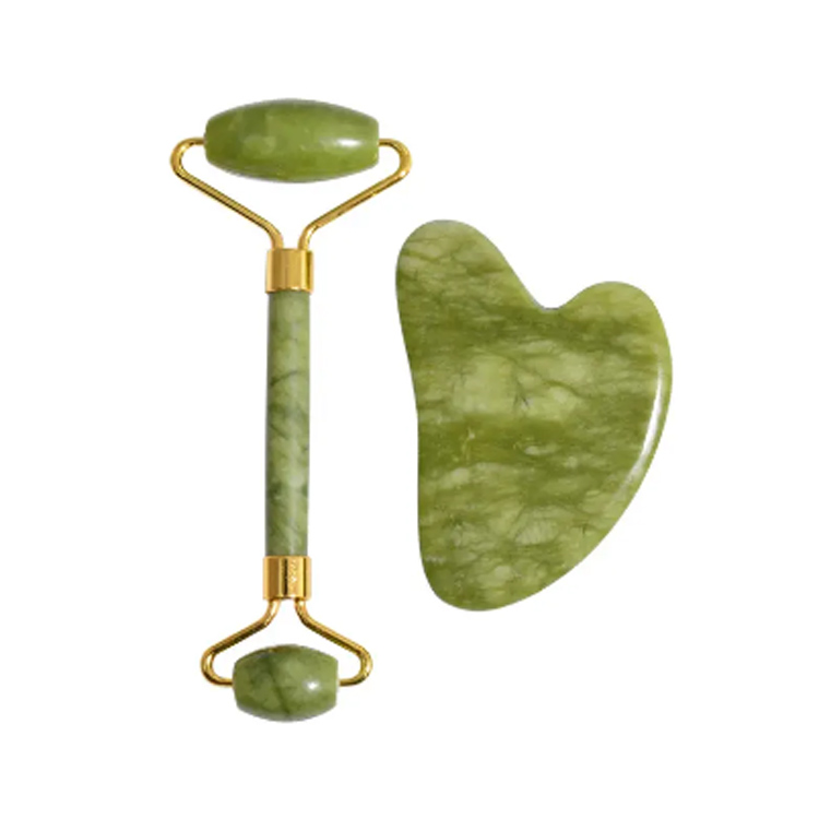 Massager Wajah Berkualitas Tinggi Natural Gua Sha Green Jade Roller