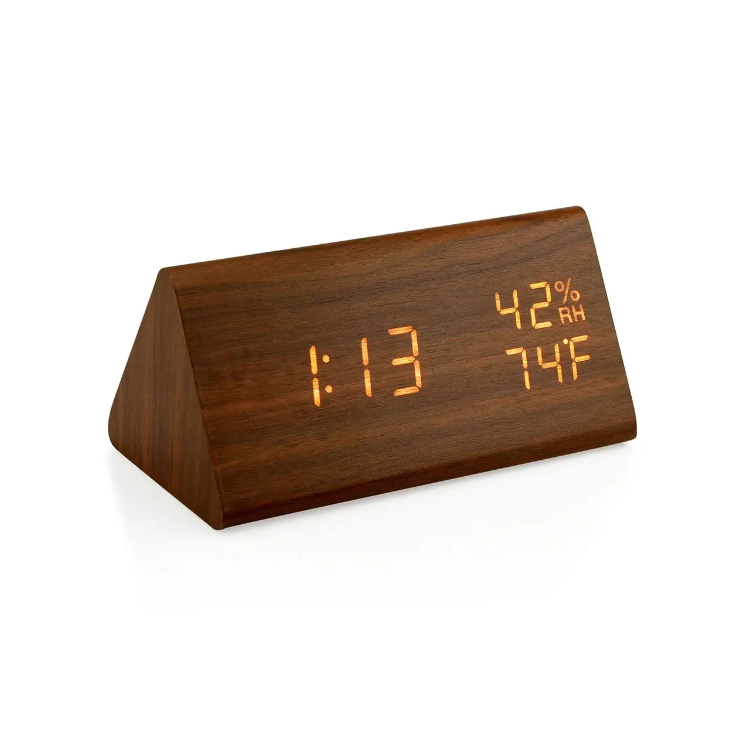 Dekorasi Rumah Kubus Portabel Kayu Digital LED Jam Alarm