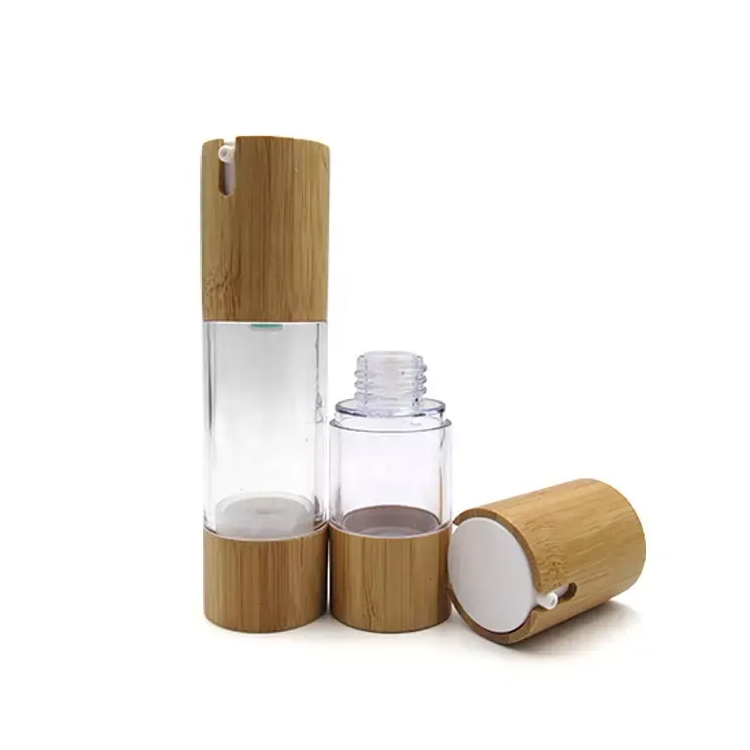 Pompa Airless Lotion Plastik Bambu Alam