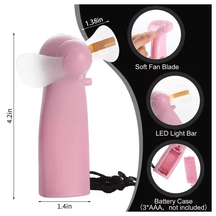 Kipas Baterai Pesan Kustom Led Praktis Portabel Mini Baru