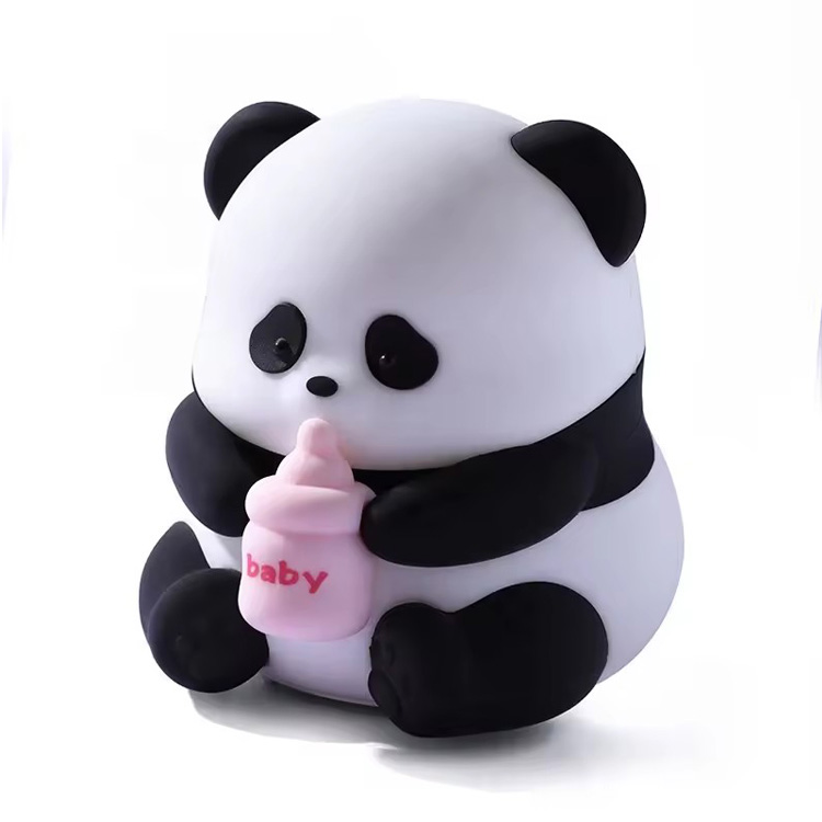 Lampu Malam Bayi Panda Lampu Meja Silikon Hewan Lucu