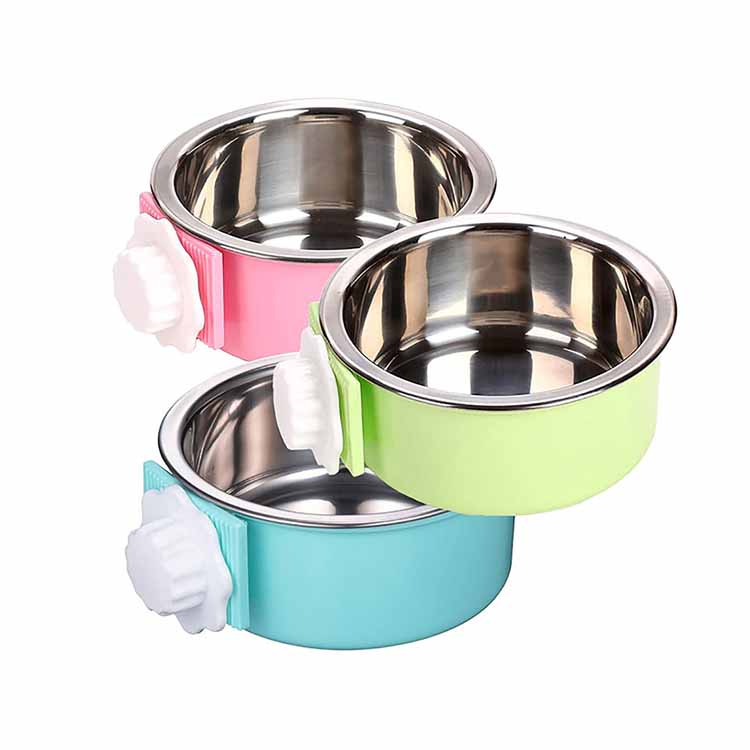 Mangkuk Air Makanan Pet Peti Anjing Stainless Steel Plastik Yang Dapat Dilepas