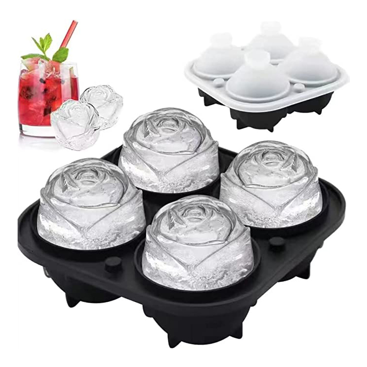 Kebaruan 3D Silicone Rose Ice Mold Cube Tray