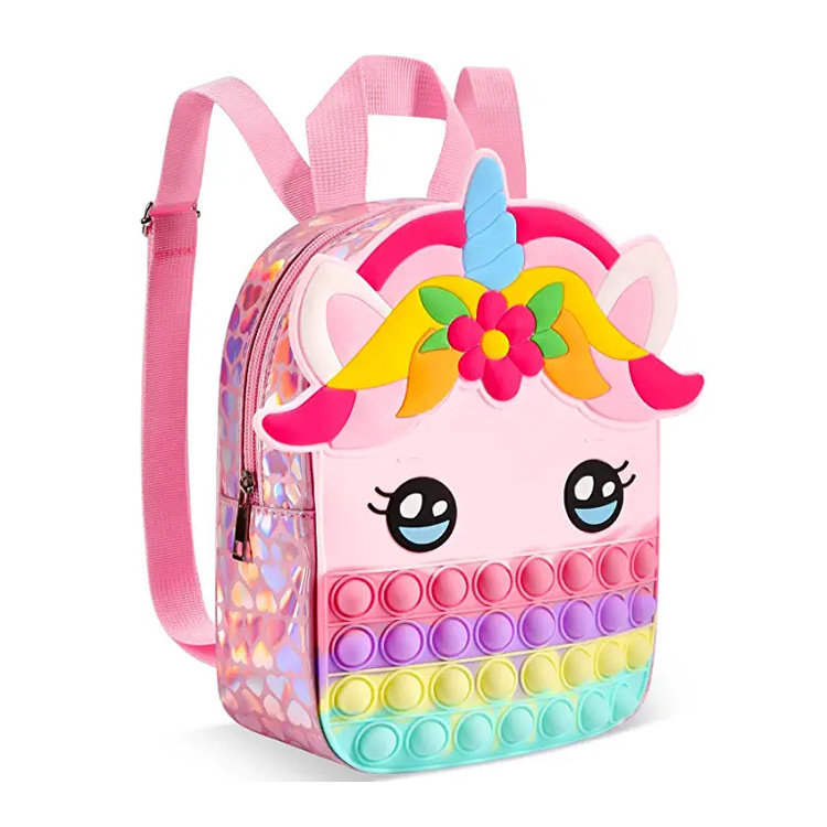 Tas Sekolah Balita Silikon Unicorn Pop It Backpack