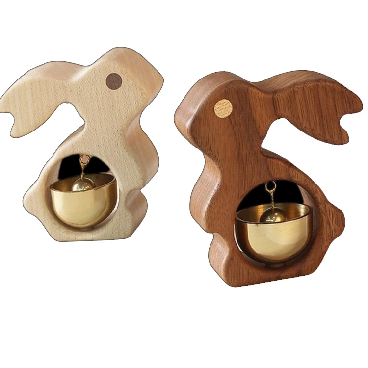 Magnet Kulkas Kelinci Kayu Solid Bel Pintu Kuningan Buatan Tangan