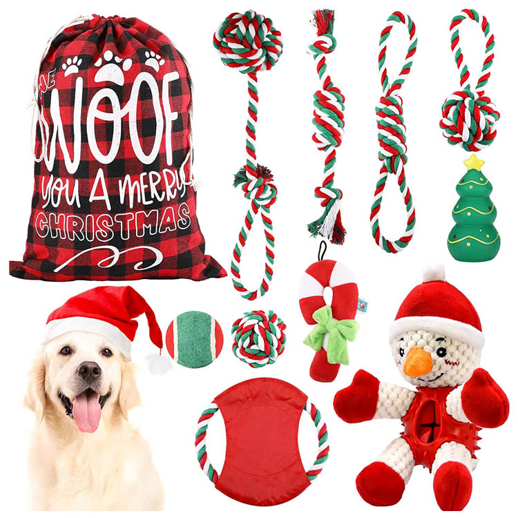 Squeaky Rope Stocking Stuffer Hadiah Natal untuk Anjing