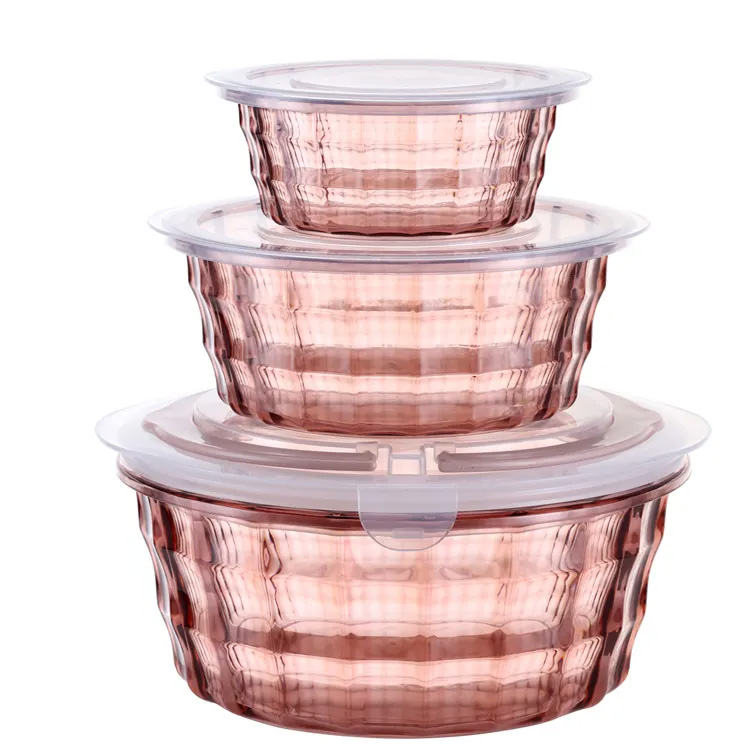 Stackable Sarang 3 Piece Plastik Wadah Makanan Bulat