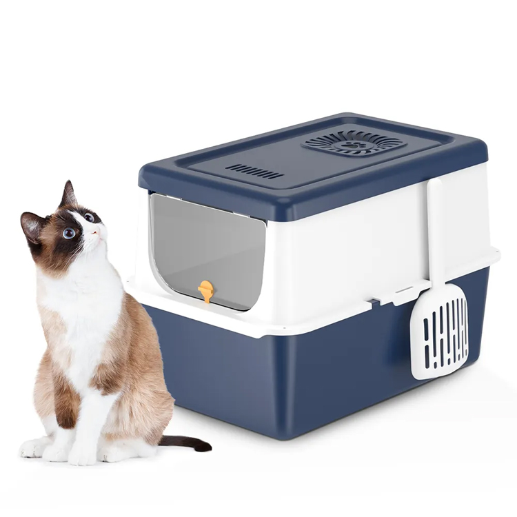 Tutup kotak stainless steel sepenuhnya tertutup toilet kucing samping tinggi