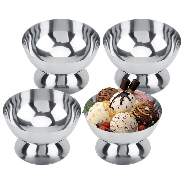 Mangkuk es krim stainless steel yang dapat digunakan kembali salad pencuci mulut