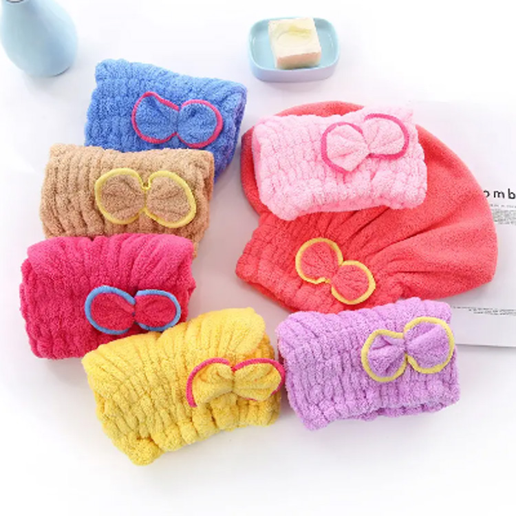 Topi penyerap ultra bowknot soft microfiber rambut pengeringan handuk