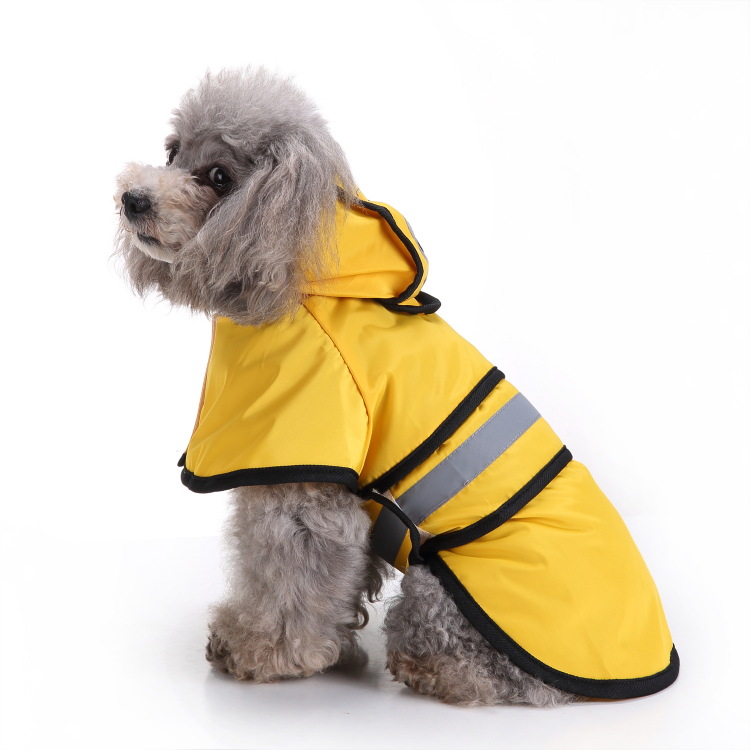 Tahan Air Reflektif Hooded Pet Rain Jacket Dog Raincoat